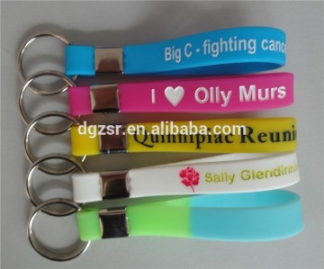 Logo silk printing customized silicone rubber keychain ring