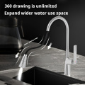 Modern brass brushed pull down kitchen faucet