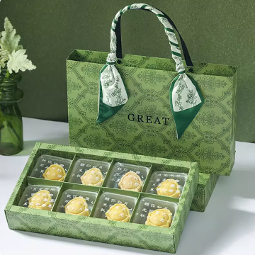 Caja de embalaje verde personalizable.