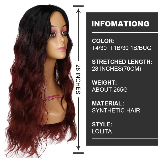 Wholesale Heat Resistant Handmade Long Body Wave Synthetic Wig for Women