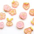 100Pcs Golden Edge Glitter Frucht Herz Erdbeer Birne flache Rückseite Planar Resin Cabochon für DIY Handwerk