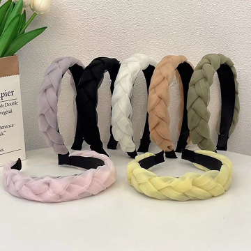 Autumn Winter Floral Organza Silk Hair Band for Women and Girls