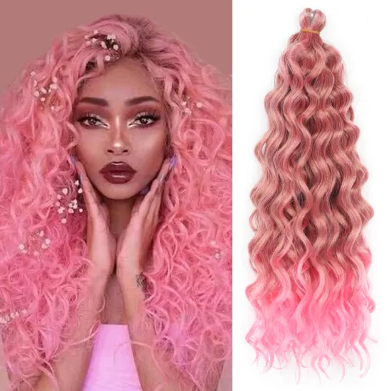 24inch Ocean Wave Braiding Hair Extensions Pink Blonde Crochet Braids Synthetic Hair Afro Curl Ombre Curly Water Wave