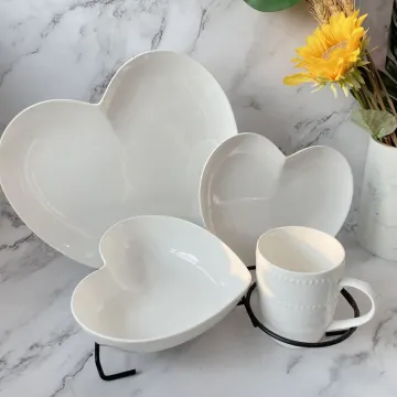 Heart-Shaped White Porcelain Cutlery Set