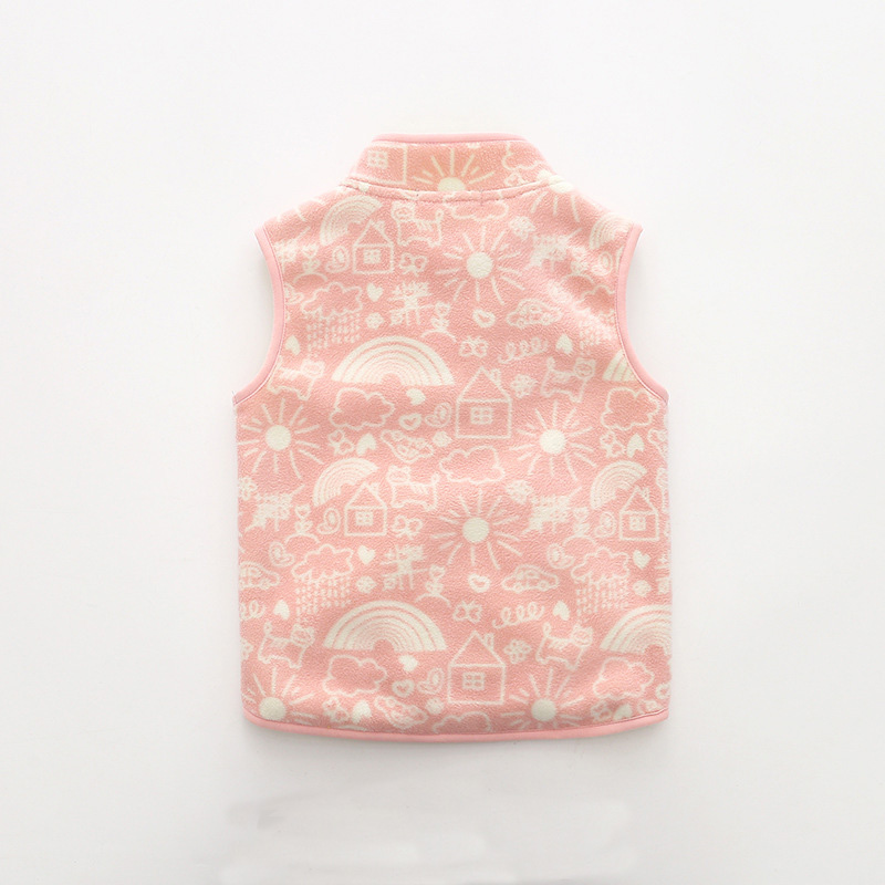 New Fashion Spring Autumn Children Baby Girls Fleece Vest Kids Boys' Woolen Printed Waistcoat Vetement Enfant Gilet Veste