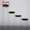 Kitchen storage borosilicate glass jar with wooden lid