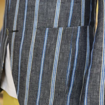 Italian Cotton Grey Blue Blazer for Men