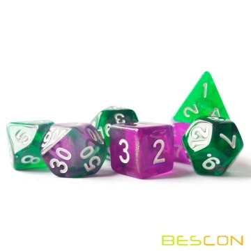 Drfeify Ensemble de Dés Polyhédriques 7 Pièces en Résine Transparente