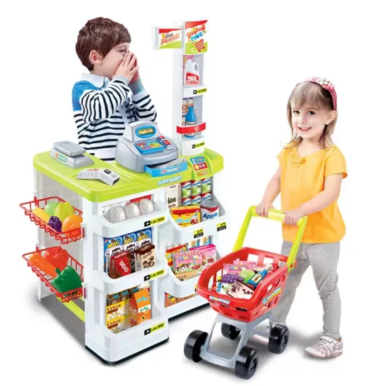 Interactive Shopping Play Toy Supermarket Experience with Cash Container and Realistic Commodities for Children's Toys