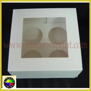 White cheap price four cupcake box/4 cupcake box