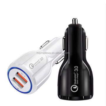 Custom Logo QC3.0 18W Dual USB Car Phone Fast Charger - CE ROHS Compliant