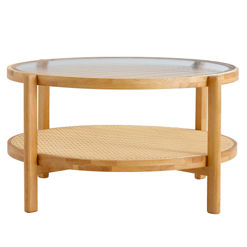 Elegant Double Round Coffee Table with Storage