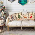 Feliz Navidad Pillow Farmhouse Almohada de lanzamiento de Navidad