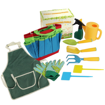 Kit di attrezzi per set di giardinaggio completo per bambini: apprendimento dello stelo con tote bag, vanga, annaffiatura, rastrellatura, forchetta, cazzuola e guanti