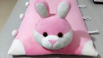 Pure and fresh and upright ears pink rabbit flat pillow mat