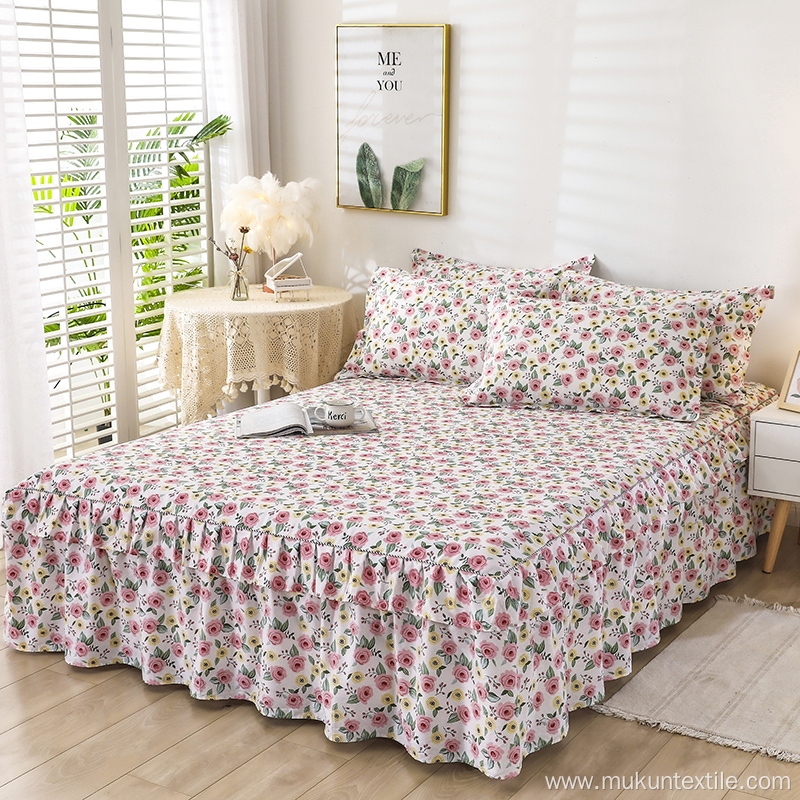 Printed hotel bed skirt queen king