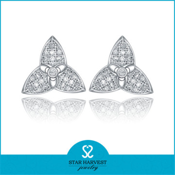 2017 Dongguan Factory Jewellery Micro pave Diamond Crystal Sterling Silver Earring Stud