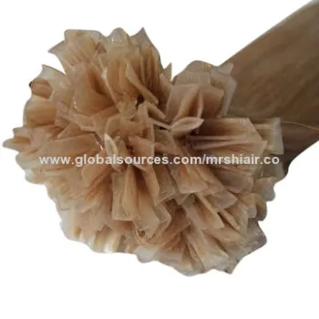 20-inch Light Brown Straight Peruvian V-Tip Hair Extensions