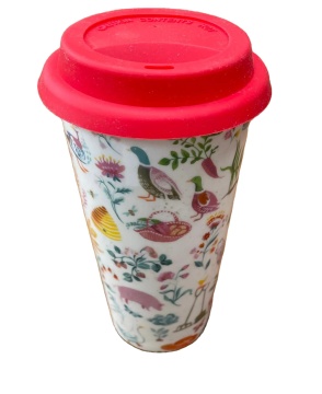 Customized Double Walled Ceramic Travel Mug - Dishwasher and Microwave Safe