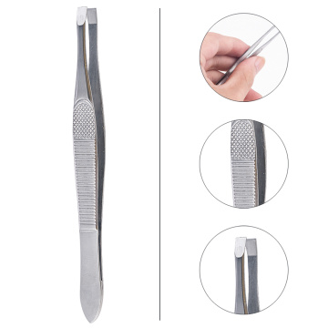 1PCS Eyebrow Hair Tweezers Professional Eyebrow Hair Removal Tweezer Flat Tip Tool Stainless Steel Convenient Small No Rust