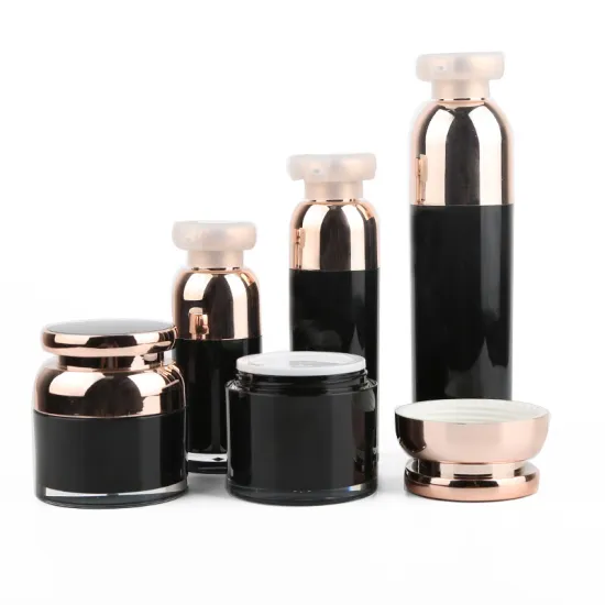 Black Emulsion Bottle with Pink Airless Bottle - 30ml and 15ml Cosmetic Packaging
