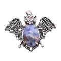 Sodalite 13X18mm Cabs Antique Silver Alloy Antique Silver Alloy Bat Pendant Keychain