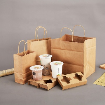 Corrugated Coffee Cup Holder and Food Packaging Bags