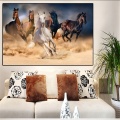 Five Running Horse Poster Wild Animals Oil Painting on Canvas Posters and Prints Wall Art Picture for Living Room Unframed