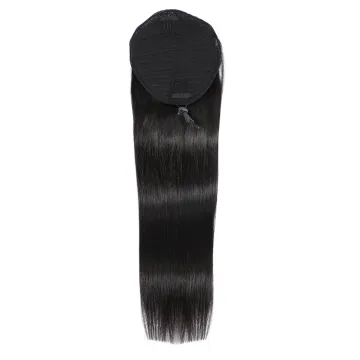 Natural Wrap Around Drawstring Ponytail 100% Virgin Human Hair Silky Straight, Remy Brazilian Human Hair Ponytails