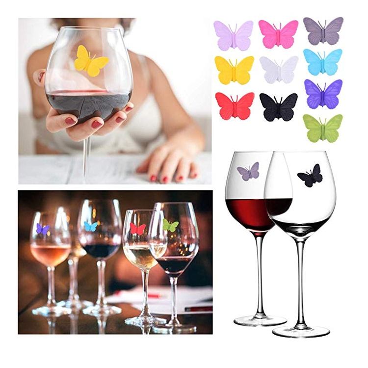 Food Grade Butterfly Silicone Glass Marker for Party