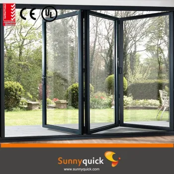 double glass grey color aluminum bifolding doors made in China