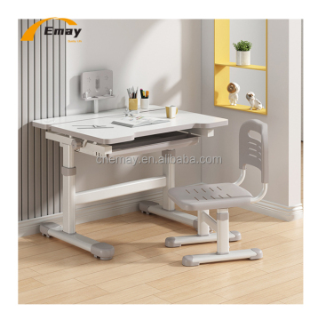Adjustable Height Study Table and Chair Set with Tilt Desktop and Drawer for Kids