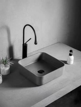 Simple Design Square Cement Bathroom Wash Hand Basin