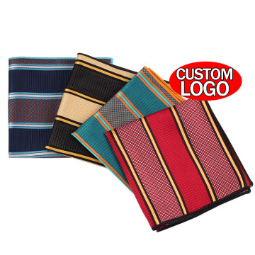 Wholesale Custom Men's 100% Silk Stripe Pocket Squares - OEM Service 25x25cm