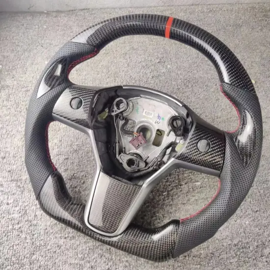 Custom High-Quality Forged Carbon Fiber Suede Steering Wheel for 2022 Tesla Model 3 Yoke