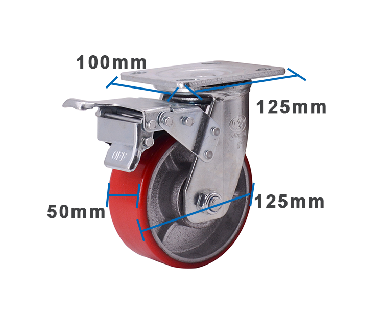 5 Inch Red Pu Caster