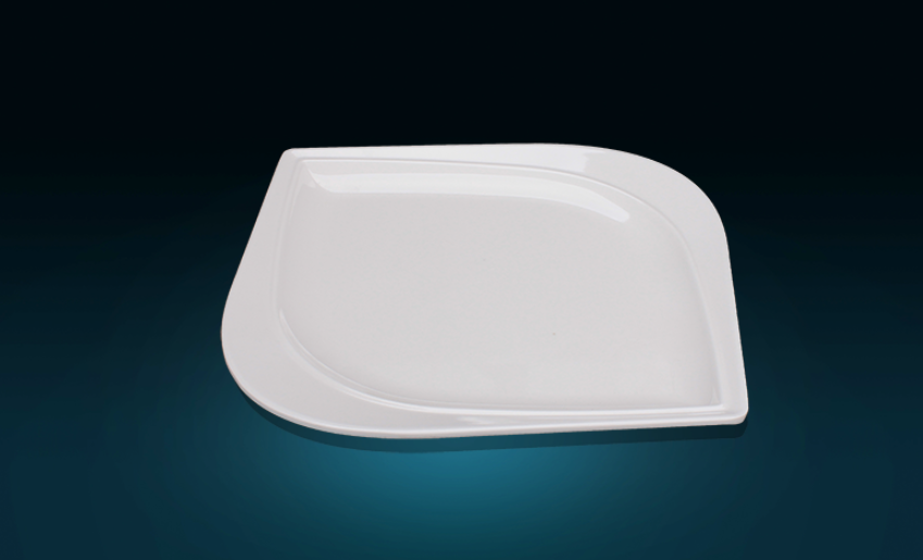 12 Inch Melamine Leaf Shape Square Plate