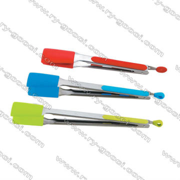 NEW SILICONE SILICON MINI GRIP TONGS 18CM GREEN BLUE RED BBQ KITCHEN UTENSIL TONG