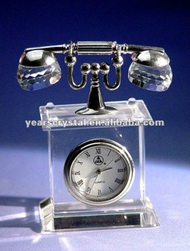 modern telephone rhinestones crystal glass clock gift with battery (R-1244