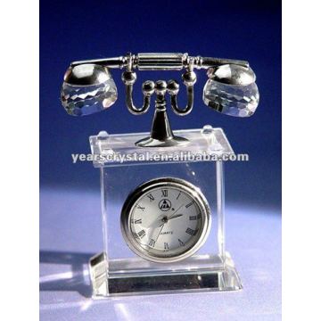 modern telephone rhinestones crystal glass clock gift with battery (R-1244