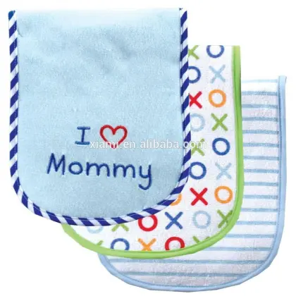 newest pink serise nature cotton letter i love daddy pink stripe organic baby bibs