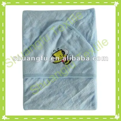 100% bamboo fiber sky blue hooded baby bamboo blanket baby children hooded blanket