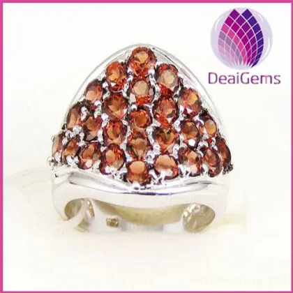 sterling silver and garnet (natural) ring