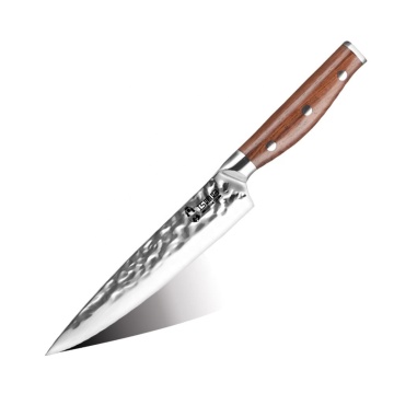 High End 6 \ "Utility Messer mit Rosenholzgriff und Hammermuster Edelstahl