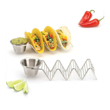 Stainless Steel Taco Holder Stand with Salsa Cup - Find Your Taco Accessory