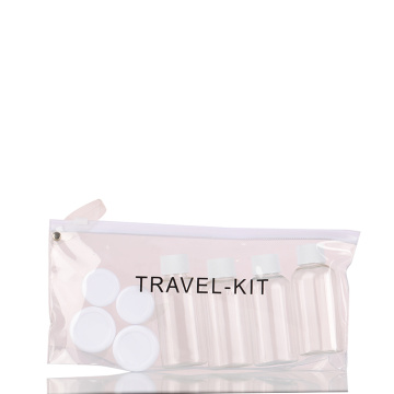 50ml 2oz empty refillable plasgic PET clear color customized leakproof travel size cosmetic bottles set kit