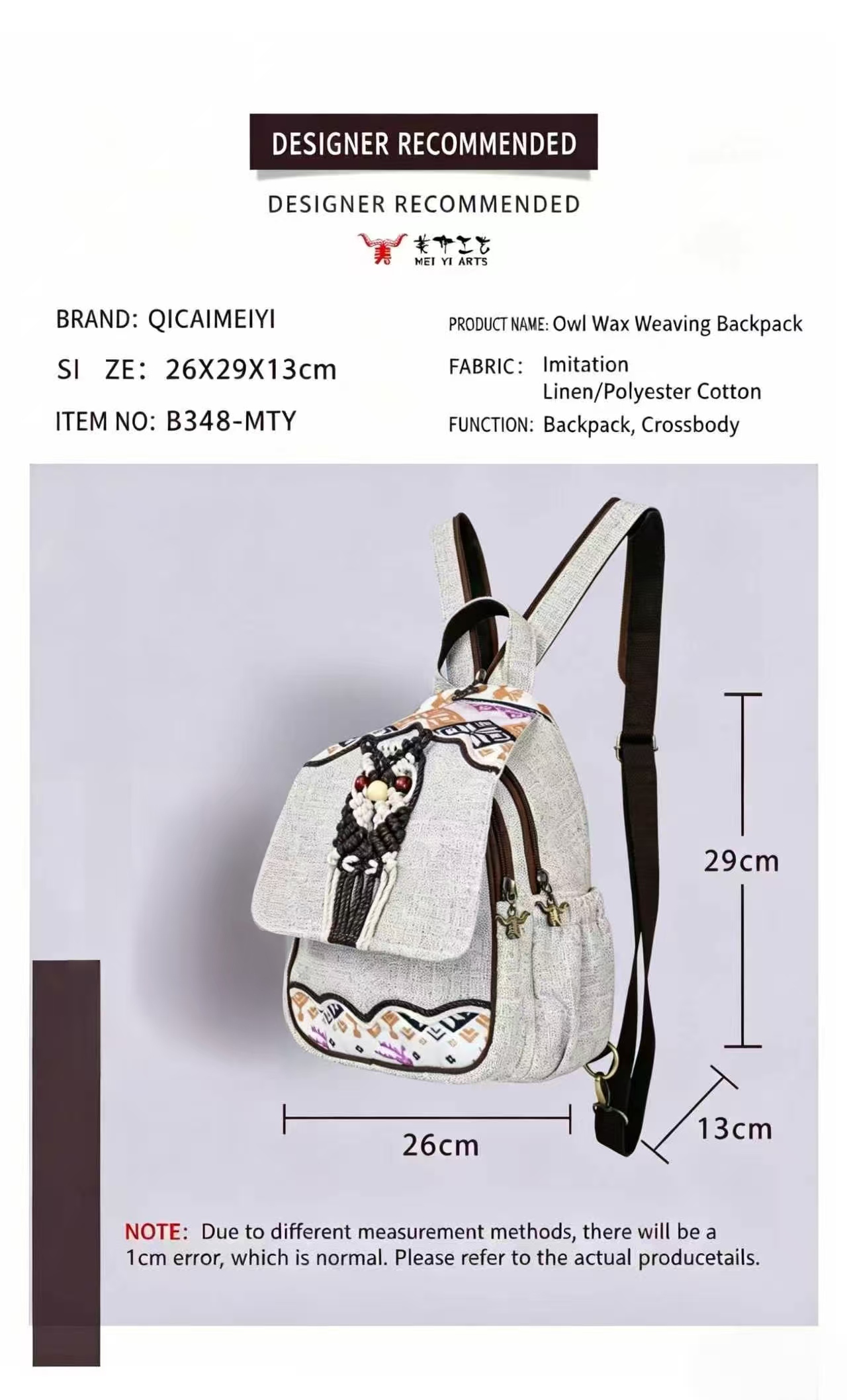 cotton and linen backpack