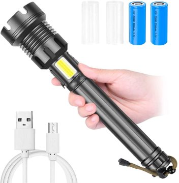 High Lumen XHP90 Tactical Flashlight: 7 Modes, Waterproof, and Camping Lantern Torch