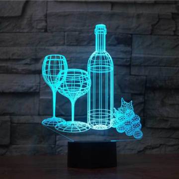 7-Farben-Touch-Schalter Anime LED-Nachtlicht mit 3D-Weinmuster