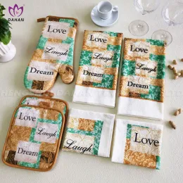 Printing cotton towels glove and potholder.7pk